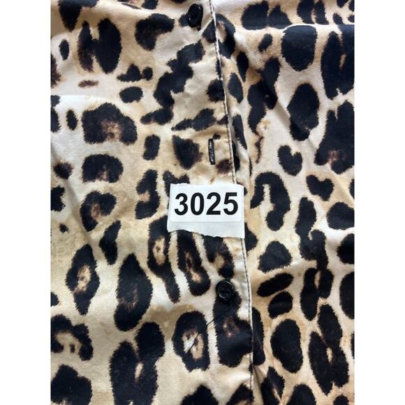 LANE BRYANT Shirt Womens Size 22 Button Up Blouse Top Cheetah Print Long Sleeve - Picture 7 of 7